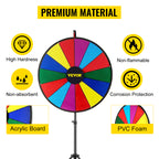 SucceBuy 18 Inch Tabletop Color Prize Wheel w/ Folding Tripod Floor Stand 14 Slots Dry Erase for Win Fortune Spinning Stand Game