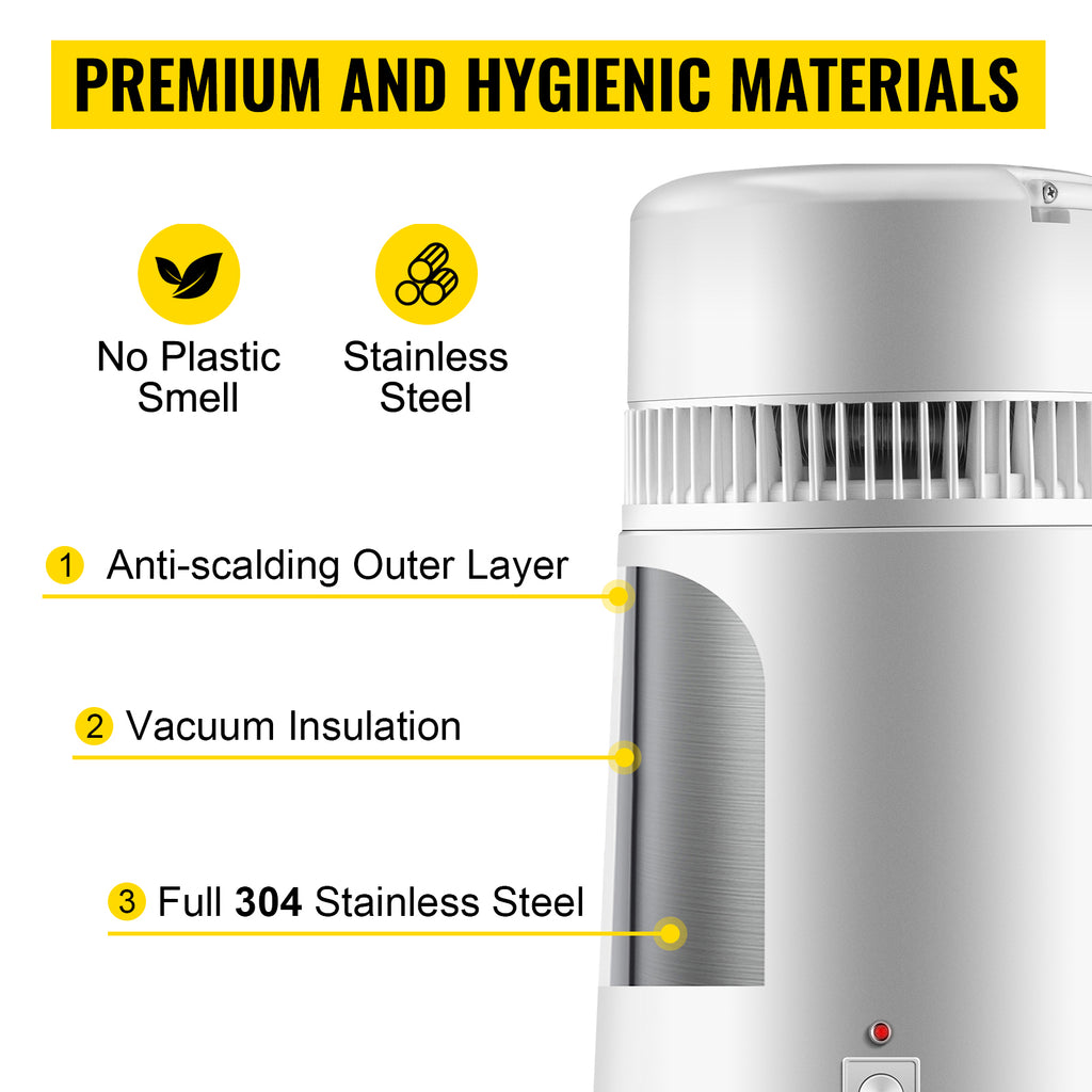 SucceBuy 4L Water Distiller Purifier Filter Dispenser Heating Drinking Bottle Softener 304 Stainless Steel Home Appliance